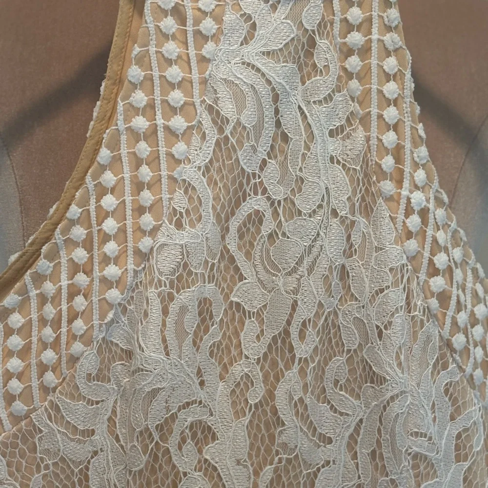 PrettyLittleThing NWT White Lace Crochet High-Neck Midi Dress - Picture 7 of 12